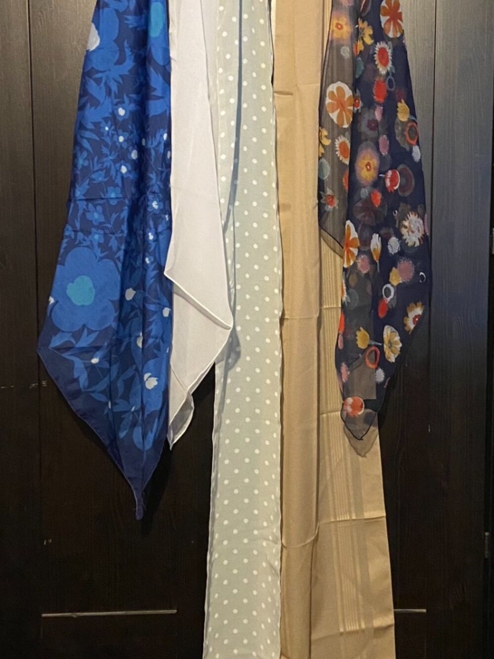 5 Vintage Scarves Lot#3 Different Colors and Sizes Some with Tags 60's to 90's - Picture 2 of 11
